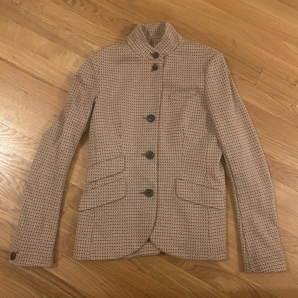 Rag & Bone sz 4 Slade Check Cotton Brown Blazer in Geo Brown